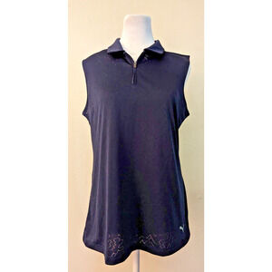 New Puma sz L Dassier Sleeveless Polo Top 1/4 zip tank design in fabric 1926